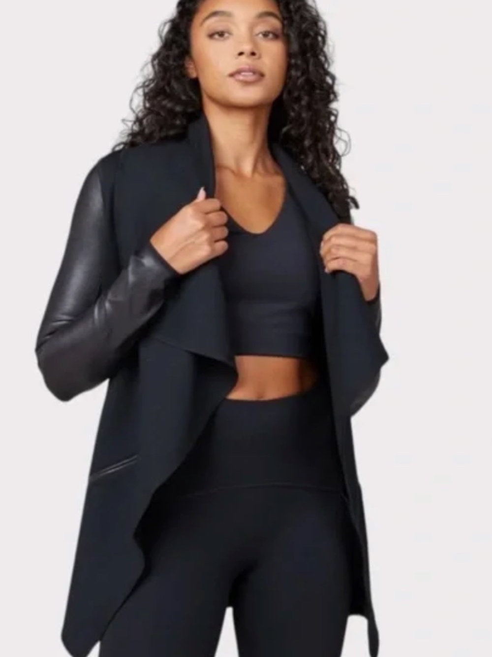 Spanx faux leather drape front style jacket - Picture 2 of 9